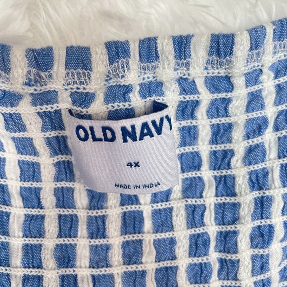 Old‎ Navy Womens Blue White Striped Blouse Sz 4X Wrap Back Tie Peasant Boho NWT - Picture 4 of 10